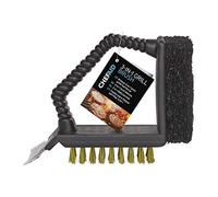 Chef Aid Brosse pour Grill 3 en 1 Brosse en Laiton, Racloir Métallique et Récurant pour Un Nettoyage Efficace du Grill Manche Durable, Facile à Utiliser