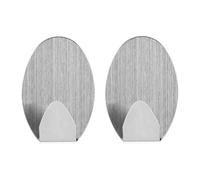 Chef Aid Crochets Adhésifs en Acier Inoxydable, lot de 2 crochets muraux sans perçage pour cuisine, salle de bain et maison, format compact, 7,5 x 1,9 x 5,5 cm