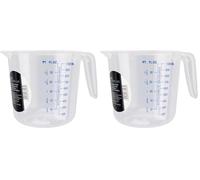 Chef Aid Cruche Doseuse 1 Litre en Plastique Sans BPA Avec Graduations Claires Compatible Lavevaisselle Couleur Transparente (Lot de 2)