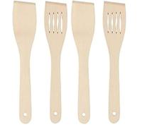 Chef Aid Ensemble de 2 Spatules en Bois, Incluant une Spatule Ajourée et une Spatule Pleine de 30 cm, Idéales pour la Cuisine et la Pâtisserie, Parfaites pour Ustensiles Antiadhésifs, Beige (Lot de 2)