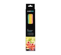 Chef Aid Lot de 12 pailles réutilisables en plastique épais pour boissons chaudes et froides, fabriquées à partir de plastique résistant et durable, chaque lot contient 4 pailles bleues, 4 roses et 4
