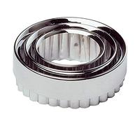 Chef Aid Lot de 3 emportepièces : découpoirs à Biscuits, scones, tartes, miniquiches et pâte, pour pâtisserie Maison, décoration de gâteaux, Fondant, Cercles cannelés en Acier Inoxydable