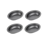 Chef Aid Lot de 4 plats à tarte ovales antiadhésifs mesurant chacun 17 cm x 13 cm x 3,7 cm, gris