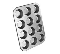 Chef Aid Moule à Muffins pour 12 pièces - Plaque de cuisson antiadhésive en acier carbone - Compatible four, réfrigérateur et congélateur - Couleur grise 35 x 26,5 x 3 cm