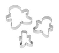 Chef Aid Pack de 3 Acero inoxidable de Los Hombres de pan jengibre cortadores tamaños de 3 Argent