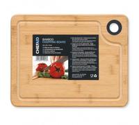 Chef Aid Planche à découper bambou 28 x 20 x 1,5 cm planche de cuisine en bambou avec rigole à jus pieds antidérapants en caoutchouc et trou de suspension
