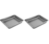 Chef Aid Plat à Rôtir en Acier au Carbone Antiadhésif, Revêtement Durable, Dimensions 23 x 18 x 5 cm, Idéal pour Viandes, Légumes et Pâtisseries, Robuste et Indispensable, Gris (Lot de 2)