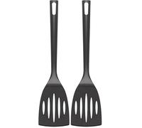 Chef Aid Spatule en Nylon Flexible avec Fentes, Sans BPA, pour Ustensiles Antiadhésifs, Partie d'une Gamme d'Ustensiles de Cuisine, Noir (Lot de 2)