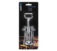 Chef Aid Tirebouchon à Levier en Chrome, Design Traditionnel avec Bras de Levier et Spirale, Idéal pour Ouvrir Bouteilles de Vin et de Bière