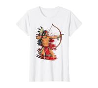 Chef amérindien, Arc et flèches, peuples autochtones T-Shirt Graphique avec Valeur, Femme, Blanc, XS