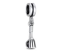 Chef Cook Culinary Graduation Kitchen Utensils Spoon Fork Pendre Charm Bead For Women Oxidized .925 Argent Sterling Fit European Bracelet