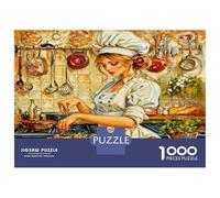 Chef Cuisinier et Nourriture 1000 Pièces Puzzle Premium Art culinaire Chaleureux Puzzle Classique Carton Épais - Ultra Dur, Anti-Stress Détente, Idéal pour Les Loisirs Indoor Amusants 52x38cm/1000pcs