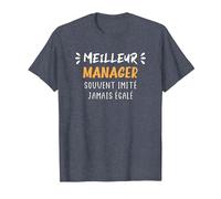 Chef d'équipe métier Humour Meilleur Manager T-Shirt, Homme, Bleu Chiné, 3XL