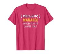 Chef d'équipe métier Humour Meilleur Manager T-Shirt, Homme, Rouge Chiné, L