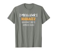 Chef d'équipe métier Humour Meilleur Manager T-Shirt, Homme, Vert Kaki chiné, 3XL