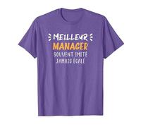Chef d'équipe métier Humour Meilleur Manager T-Shirt, Homme, Violet Chiné, S