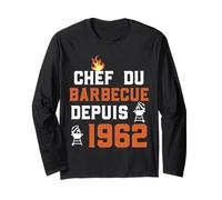 Chef du Barbecue Depuis 1962 Cadeau Humour Anniversaire Manche Longue