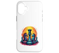 Chef-d'œuvre d'échecs Coucher de Soleil - Roi d'échecs et Chevaliers Coque pour iPhone 16 Plus