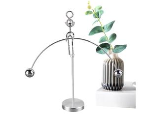 Chef-d'œuvre fascinant, mécanisme d'équilibrage automatique, structure équilibrée, sculpture en acier inoxydable, figurine pivotante moderniste, décoration de bureau 20,5 x 20,5 x 5 cm