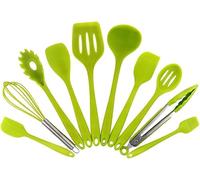 Chef Kitchen Utensils 10 pièces ensemble d'ustensiles de cuisine antiadhésif résistant à la chaleur sans BPA Silicone poignée en acier inoxydable outils cuisson fouet Ki(Grün)