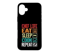 Chef Life Eat Cook Repeat Funny Cooking Chefs Lover Coque pour iPhone 16 Plus