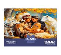 Chef Loup Plume 1000 Pièces Pack Puzzle Grâce tribale ancestrale Puzzle Premium Carton Haut De Gamme - Seniors, Concentration, Cadeau Maison Neuve Et Pause Bureau 70x50cm/1000pcs