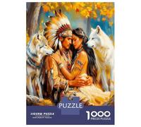 Chef Loup Plume 1000 Pièces Puzzle Premium Grâce tribale ancestrale Puzzle Classique Carton Épais - Ultra Dur, Anti-Stress Détente, Idéal pour Les Loisirs Indoor Amusants 70x50cm/1000pcs