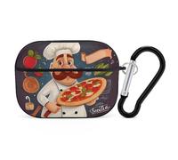 Chef Pizza AirPods Pro Coque avec anneau porte-clés Coque rigide en polycarbonate pour AirPods Pro 2e génération pour homme et femme - Ouverture facile - Protection complète contre les chutes - Style