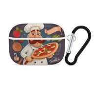 Chef Pizza AirPods Pro Coque avec anneau porte-clés Coque rigide en polycarbonate pour AirPods Pro 2e génération pour homme et femme - Ouverture facile - Protection complète contre les chutes - Style
