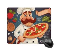 Chef Pizza Tapis de souris carré portable avec base en caoutchouc antidérapant 18 x 22 cm Tapis de souris de jeu ultra fin pour ordinateur portable Accessoires de bureau
