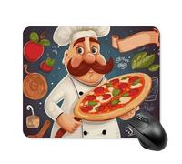 Chef Pizza Tapis de souris carré portable avec base en caoutchouc antidérapant 20 x 25 cm Tapis de souris de jeu ultra fin pour ordinateur portable Accessoires de bureau