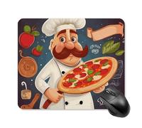 Chef Pizza Tapis de souris carré portable avec base en caoutchouc antidérapant 25 x 30 cm Tapis de souris de jeu ultra fin pour ordinateur portable Accessoires de bureau