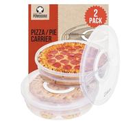 Chef Pomodoro 30,5 cm Boite à Pizza Ronde avec Couvercle, Rangement Compartiments pour Conservation et Transport, Gâteau Transportable Transparent, 2-Pack