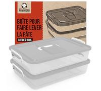 Chef Pomodoro - Boîtes de Fermentation pour Pizza et Pain - Bac à Pâtons Empilables Boules de Pâte avec Couvercles de Conservation et Poignée de transport (Gris, 35,6 x 27,9 cm, Lot de 2 Boîtes)