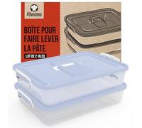 Chef Pomodoro - Boîtes de Fermentation pour Pizza et Pain - Bac à Pâtons Empilables Boules de Pâte avec Couvercles de Conservation et Poignée de transport (Blau, 35,6 x 27,9 cm, Lot de 2 Boîtes)