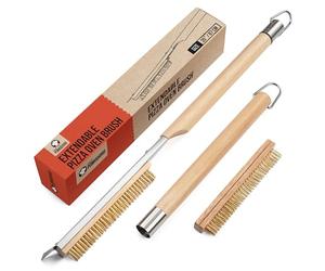 Chef Pomodoro Brosse de four à pizza - Poignée réglable (55-87,7 cm), accessoires de nettoyage pour four à pizza d'extérieur