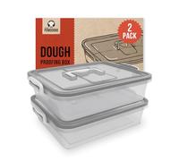 Chef Pomodoro - Lot de 2 Boîtes de Fermentation pour Pizza et Pain - Bac à Pâtons Empilables 44 x 34 cm pour 6 à 8 Boules de Pâte avec Couvercles de Conservation et Poignée de transport (Gris)