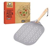 Chef Pomodoro Pelle à Pizza Perforée, 35 cm, Poignée Pliable | Les Trous Améliorent la Circulation d'Air pour une Croûte Croustillante, Aluminium Robuste, Poignée Pliable et Amovible