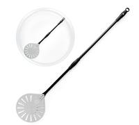 Chef Pomodoro - Pelle A Pizza Ronde Perforée en Aluminium (Diamètre 23 cm) - Pelle Pizza avec Manche Extensible (72cm - 120cm) - Pelle Ronde pour Tourner les Pizzas - Parfait pour le Grill et Four