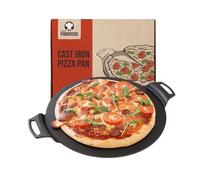 Chef Pomodoro - Plaque Pizza Four avec Poignées - Poêle En Fonte Antiadhésif pour Cuisinière, Four, Bbq, Feu de camp - Assiette a Pizza et Plaque de Cuisson pour Préparer, Griller, 38 cm