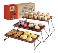 Chef Pomodoro Plateau de Service Bois 3 Niveaux - Parfait pour Le Repas, Buffet, Fromage ou Service à Thé. Utilisable en Plateau Presentation Buffet, Présentoir Gâteau Apéro sur Table Bois.
