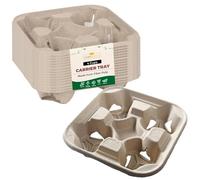 Chef Royale Lot de 100 porte-gobelets jetables biodégradables pour 4 boissons chaudes et froides