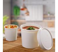 CHEF ROYALE Lot de 200 récipients blancs de 236,8 g avec couvercles étanches pour soupe, sauce, curry chaud, sauce poisson et frites - Contenants à emporter, IC534