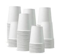 CHEF ROYALE Lot de 500 gobelets en carton jetables à paroi simple pour boissons chaudes et froides Blanc 200 ml