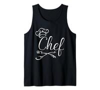 Chef Script Chapeau Cuillère Fourchette Culinaire Cuisine Calligraphie Art Débardeur