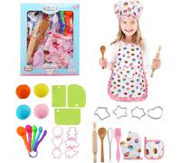 Chef Set Kids Tabliers,30 Pièces Ensembles De Cuisine De Pâtisserie Et Accessoires De Cuisine Enfant Cadeau Parfait Pour Noël Et Fête D'anniversaire