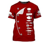Chef T-Shirt Femmes Hommes T-Shirt À Manches Courtes Casual Chef Uniforme 3D Imprimé Ras du Cou T-Shirts Plus La Taille Sport Tops