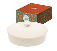 Chef Tacos - Chauffe-tortilla en Céramique 20 cm, Garde Tortilla Micro-ondable, Spéciale Boîte à Crepes & Tortillas avec Couvercle, Excellent pour Stocker et Chauffer vos Pancakes (Crème)