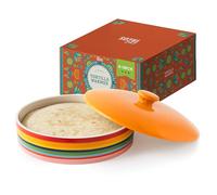 Chef Tacos - Chauffe-tortilla en Céramique, Garde Tortilla Micro-ondable, Spéciale Boîte à Crepes & Tortillas avec Couvercle, Excellent pour Stocker et Chauffer vos Pancakes (arc-en-ciel, 20 cm)