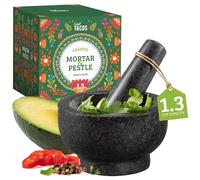 Chef Tacos Mortier Pilon Cuisine en Granit 13 Cm, Pilon Mortier 1,3 Tasses, Robuste Molcajete, Idéal Pour Épices, Herbes, Guacamole, Bol Mexicain, Bol À Épices Mortier Et Pilon Cuisine, Gris